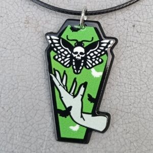 2/$10 Coffin Moth Witchy Acrylic Charm Necklace NWT